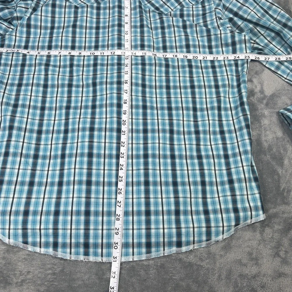 Wrangler Western Shirt Men XL Plaid Long Sleeve Cowboy Pearl Snap Farm Lot of 2 - Picture 6 of 6